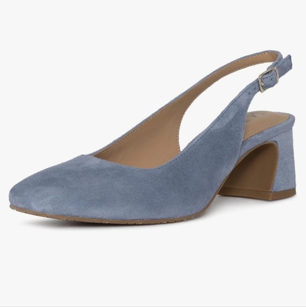NYDJ Women's Faelynn Blue Suede Slingback Heels Size 6.5